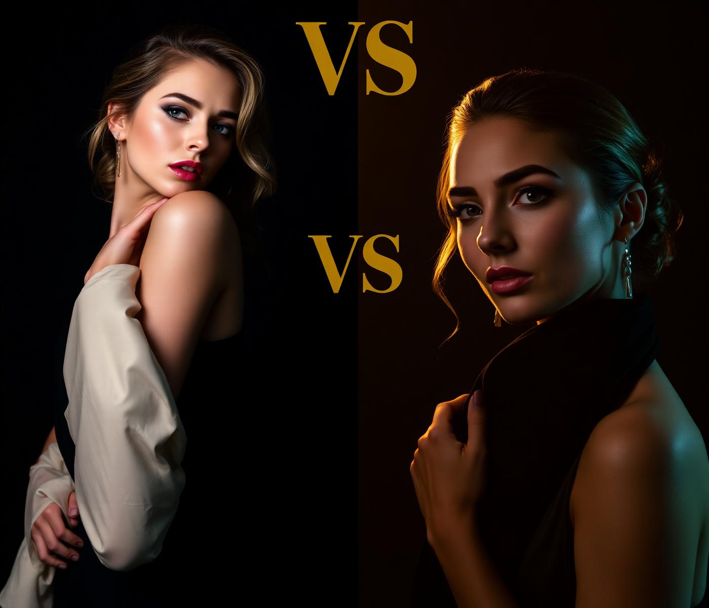 Diptych of two editorial portraits facing each other